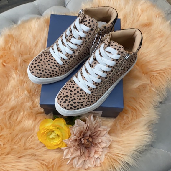 SHIP DISC FIRM PRICE! NEW! Brooklin Leopard Zipper High Top Sneakers - Picture 3 of 5